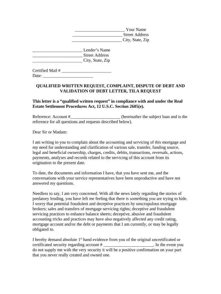 qualified written request template Preview on Page 1