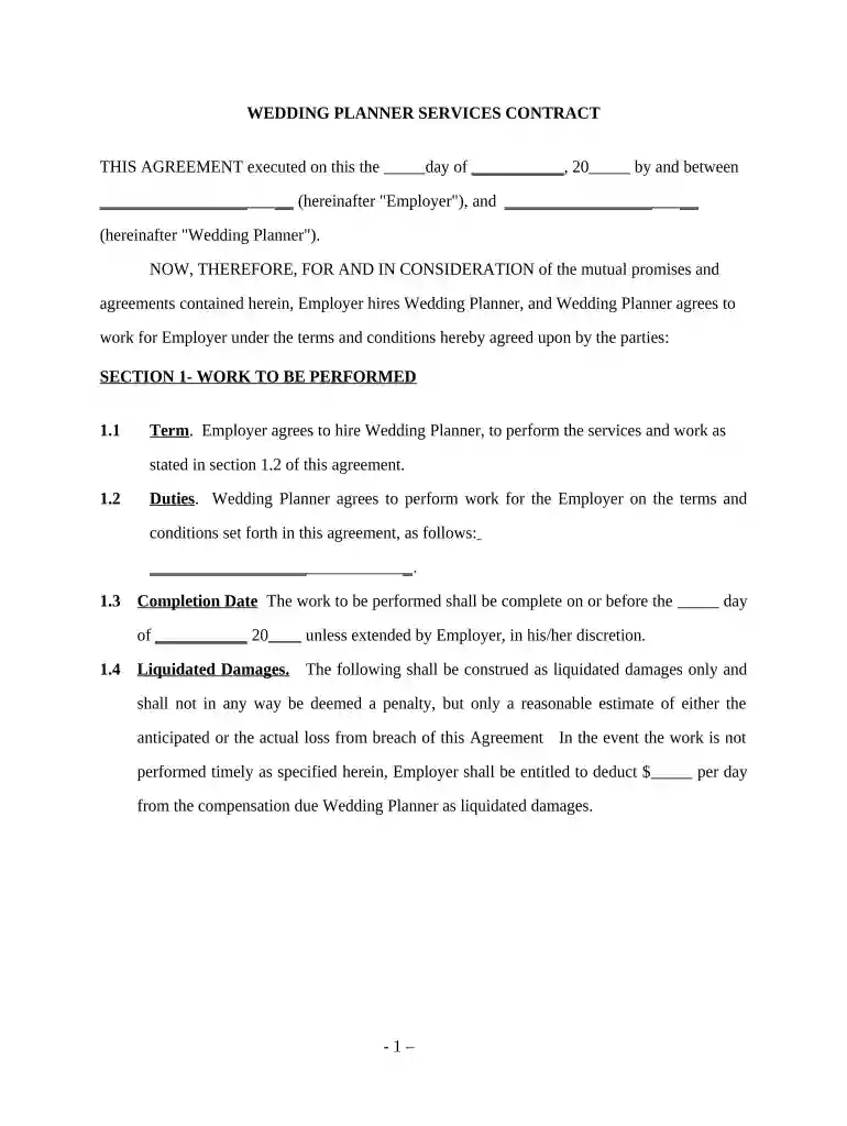 the knot wedding planner contract Preview on Page 1