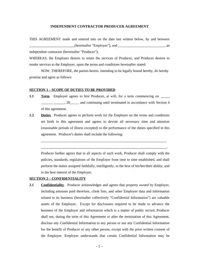 producer agreement Preview on Page 1
