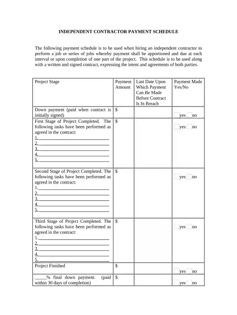 independent contractor form Preview on Page 1