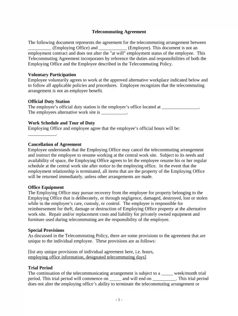 remote work agreement template shrm Preview on Page 1