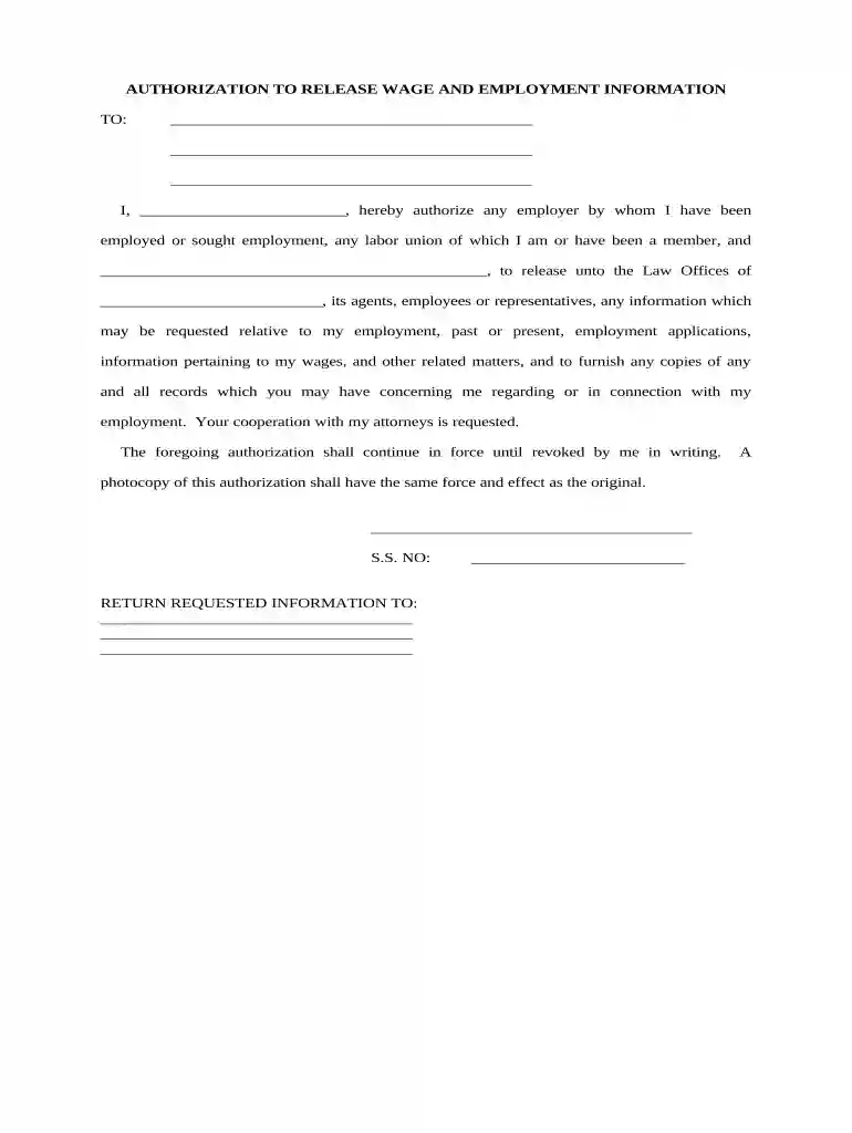 authorization employment information Preview on Page 1