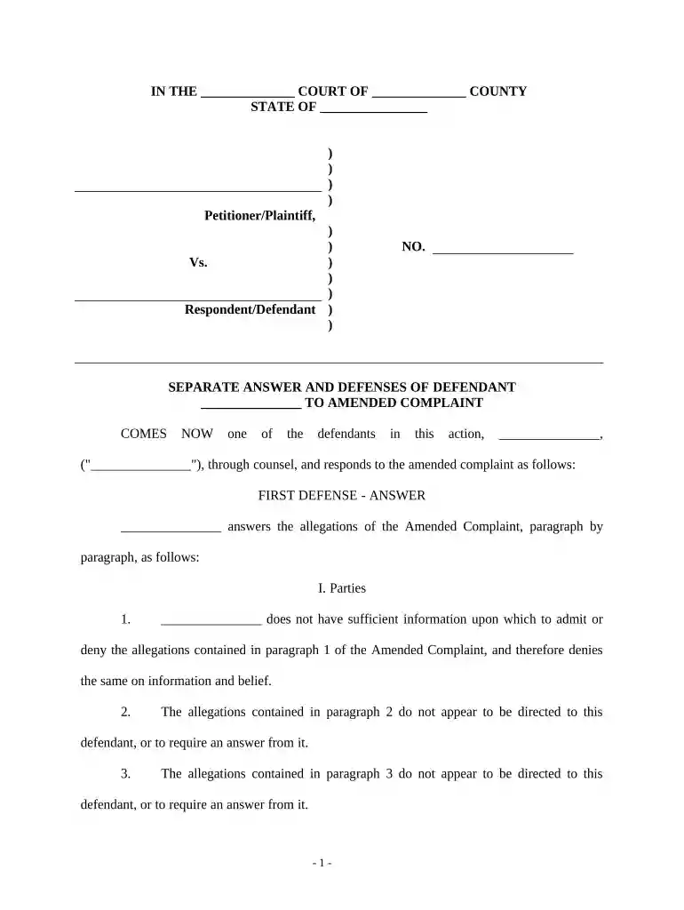 amended answer california Preview on Page 1