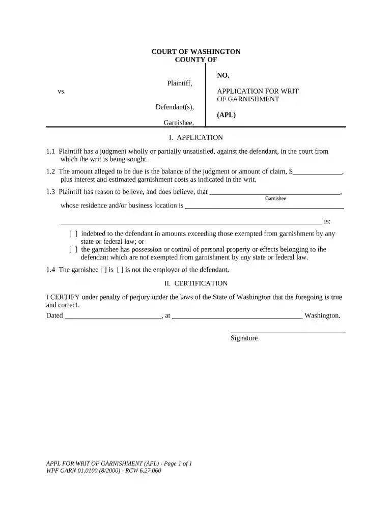 wage garnishment washington state Preview on Page 1