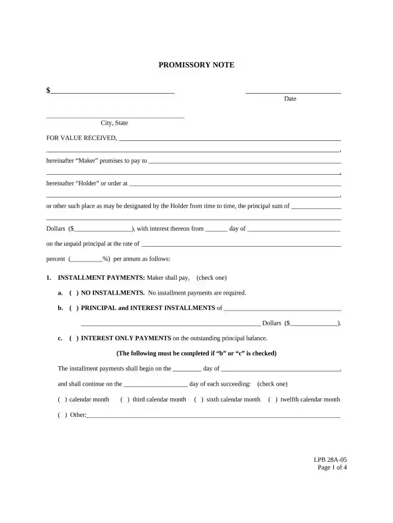 promissory note template washington state Preview on Page 1