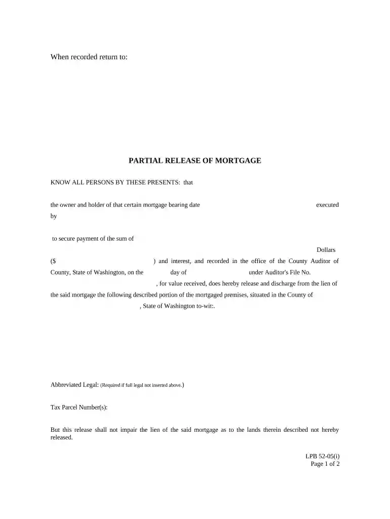 partial release of mortgage template Preview on Page 1