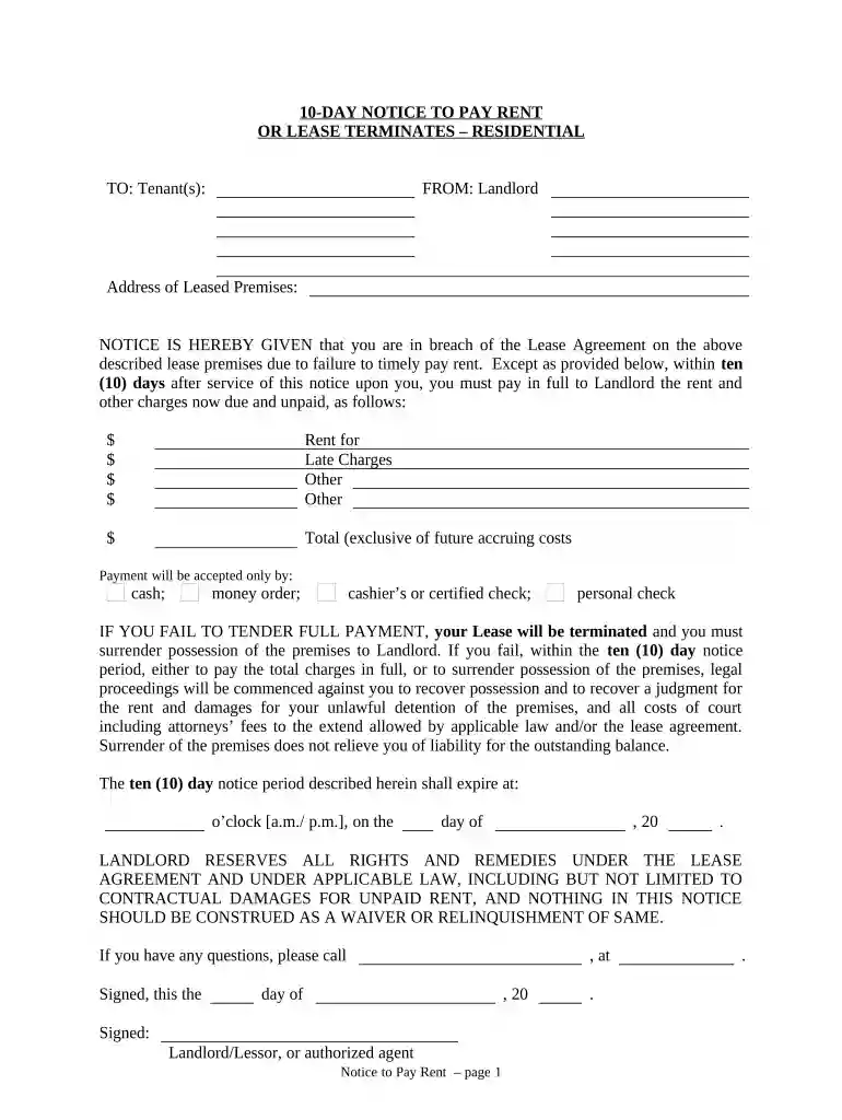 10 days notice Preview on Page 1