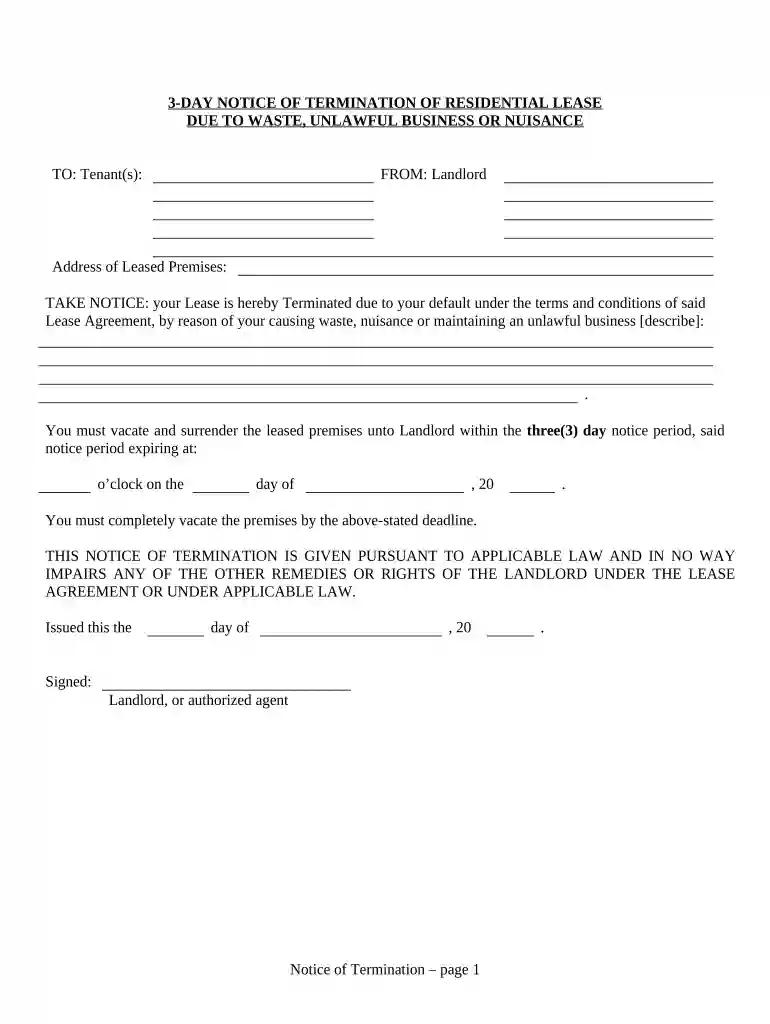 washington 3 day notice Preview on Page 1