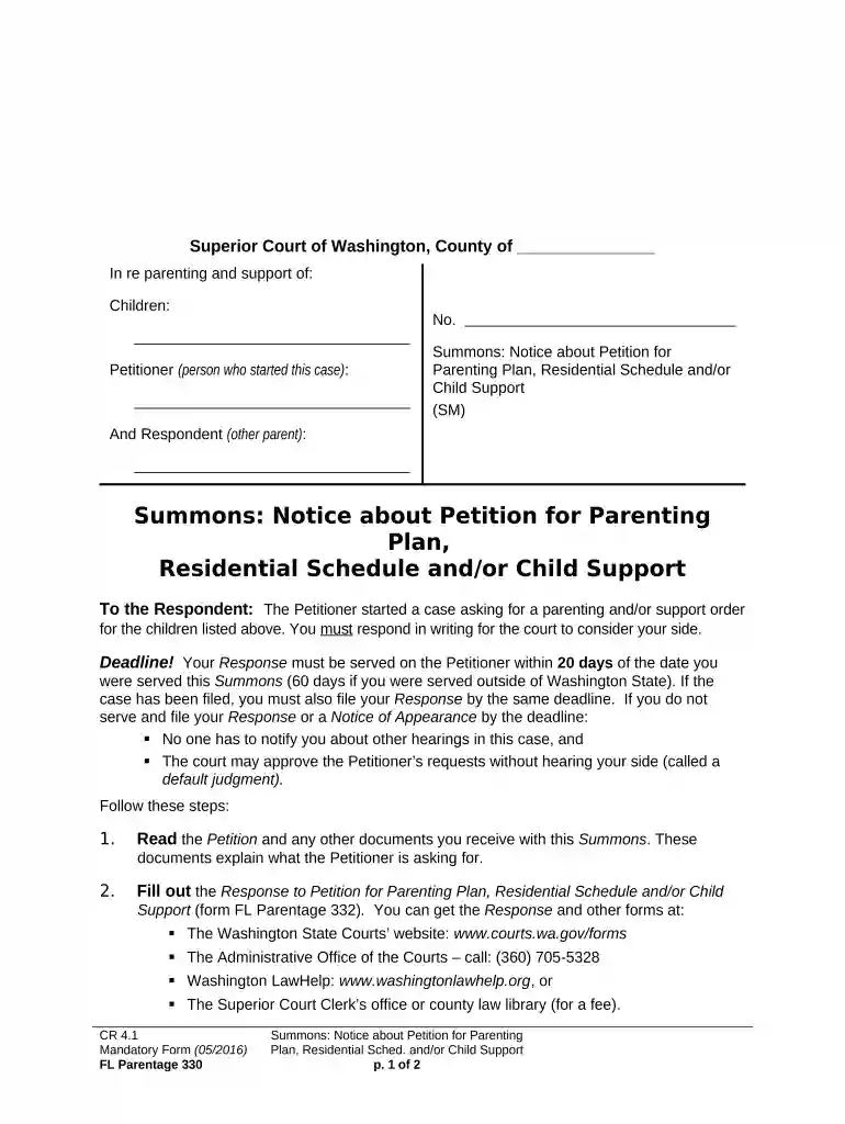 parenting plan child Preview on Page 1