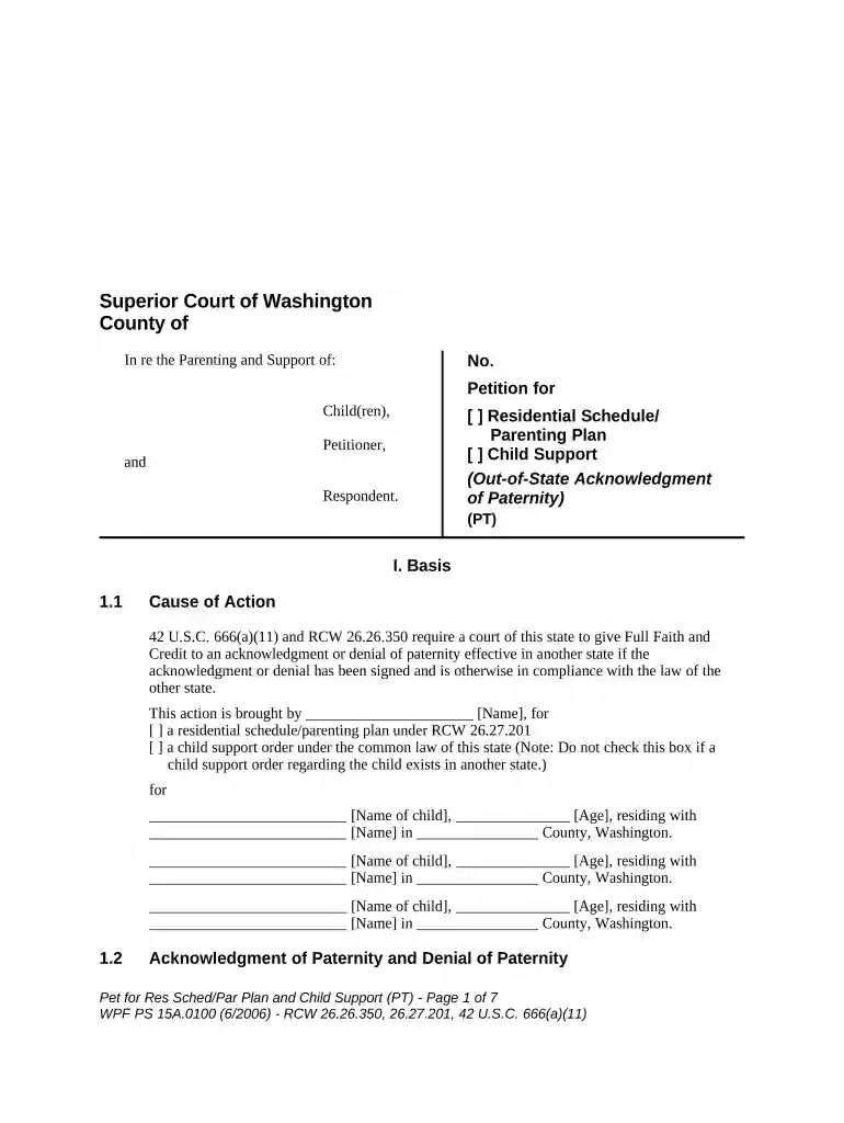 parenting plan child Preview on Page 1