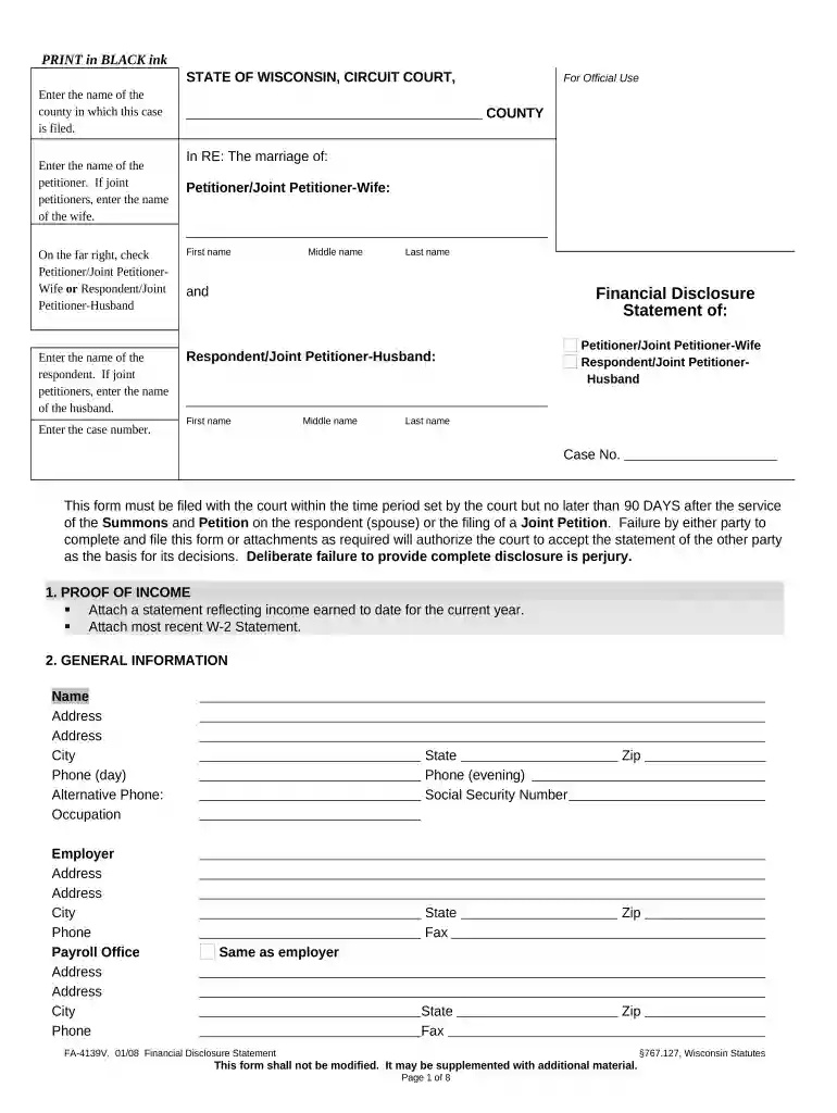 disclosure statement Preview on Page 1