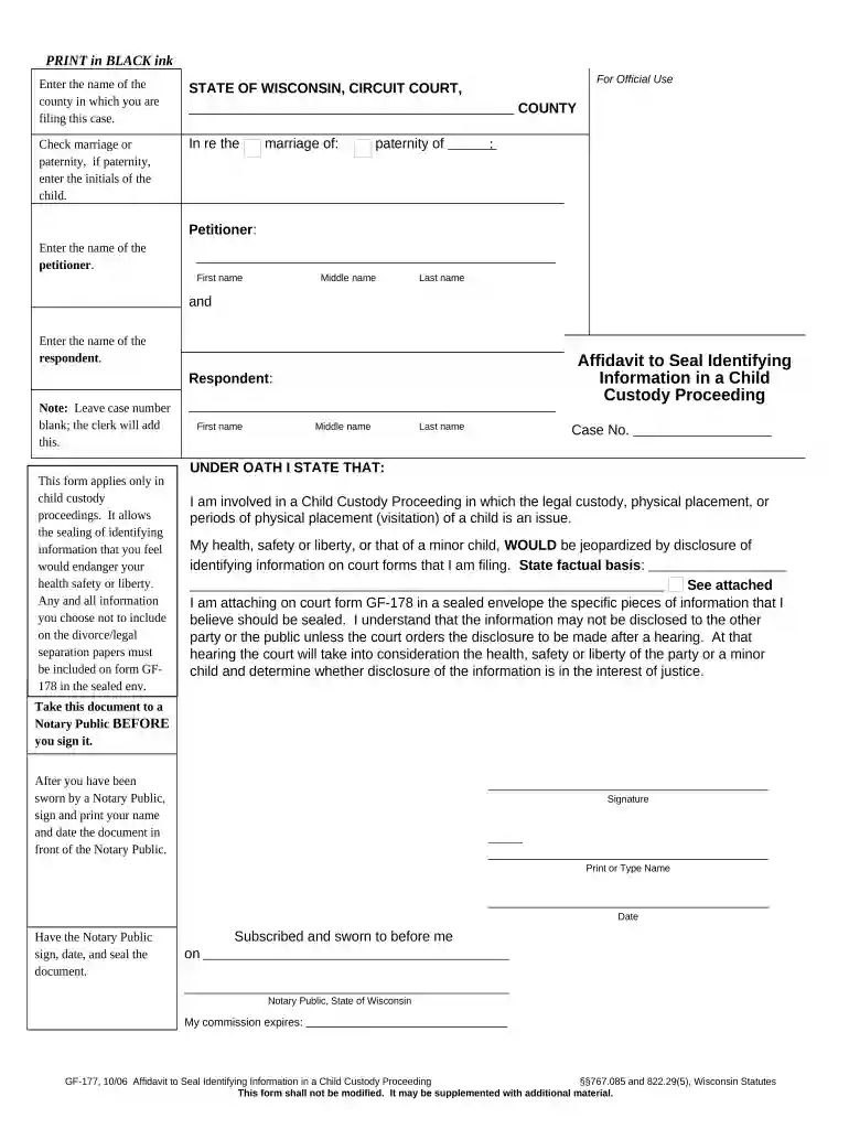 child custody affidavit examples Preview on Page 1