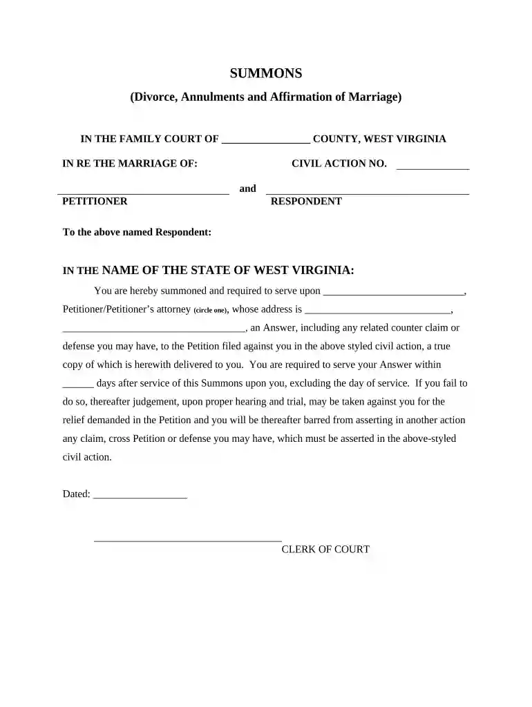 wv divorce papers pdf Preview on Page 1