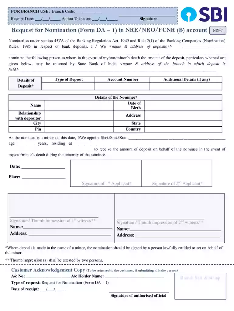 sbi nominee form pdf download Preview on Page 1