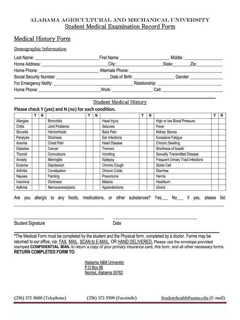 alabama agricultural mechanical university form Preview on Page 1
