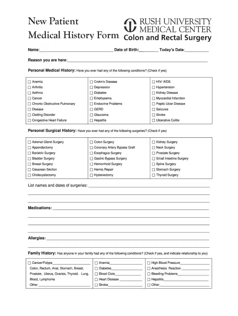 medical history template google docs Preview on Page 1