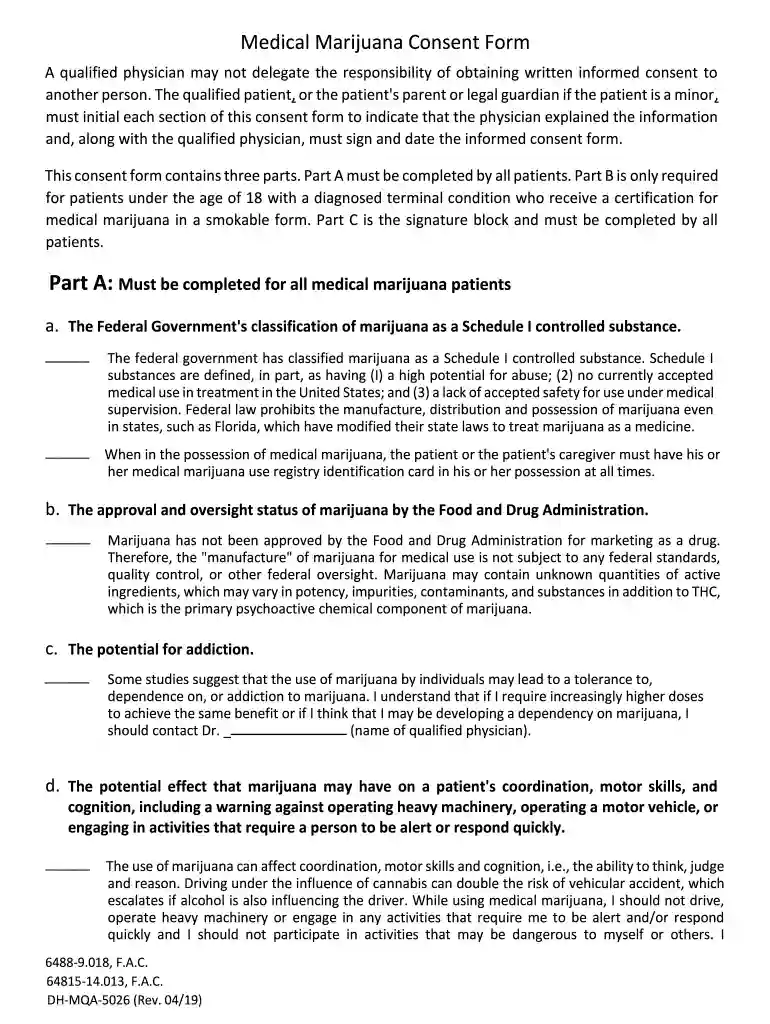 medical marijuana consent form Preview on Page 1