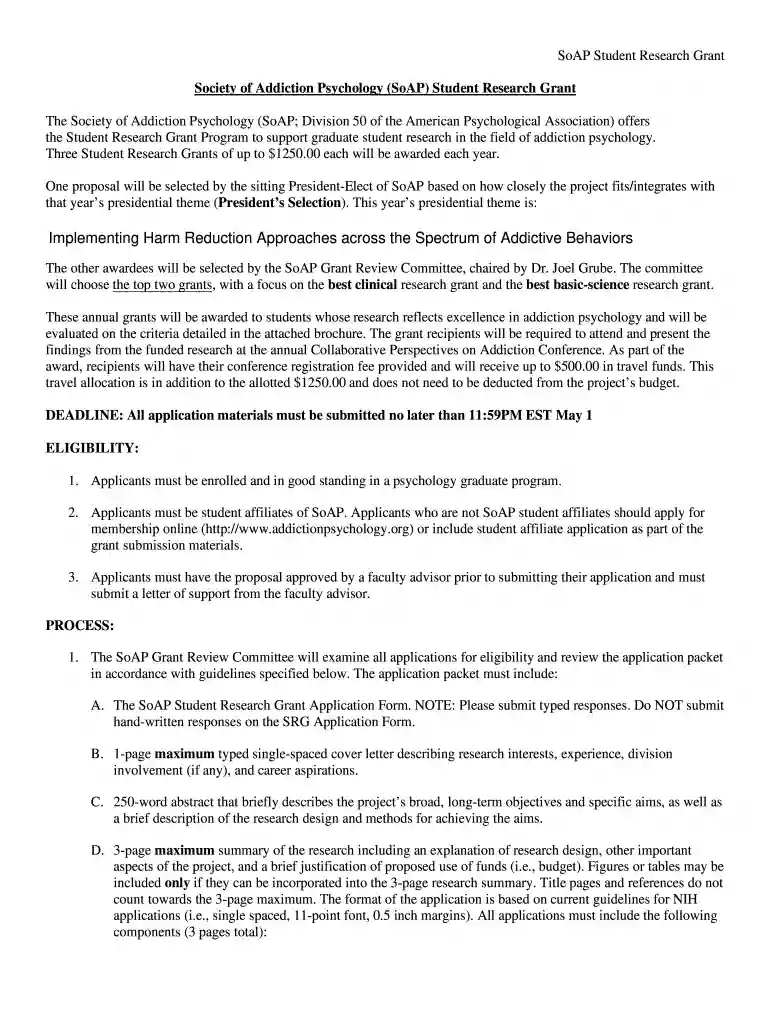 soap research grant free Preview on Page 1