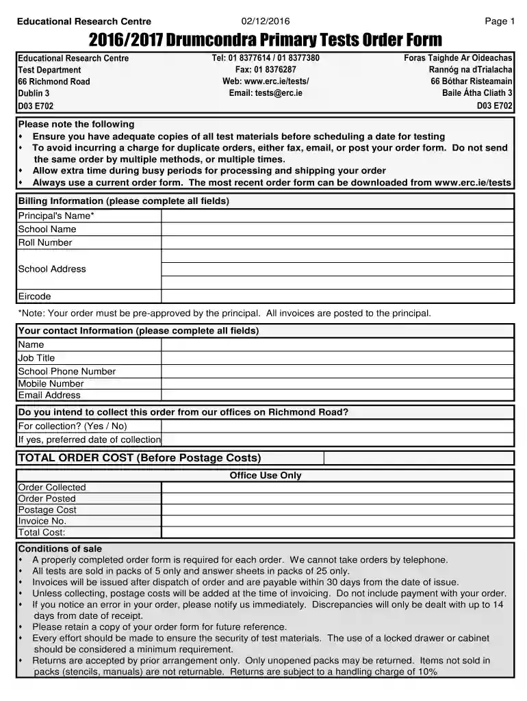 Sample Test ItemsEducational Research Centre Preview on Page 1