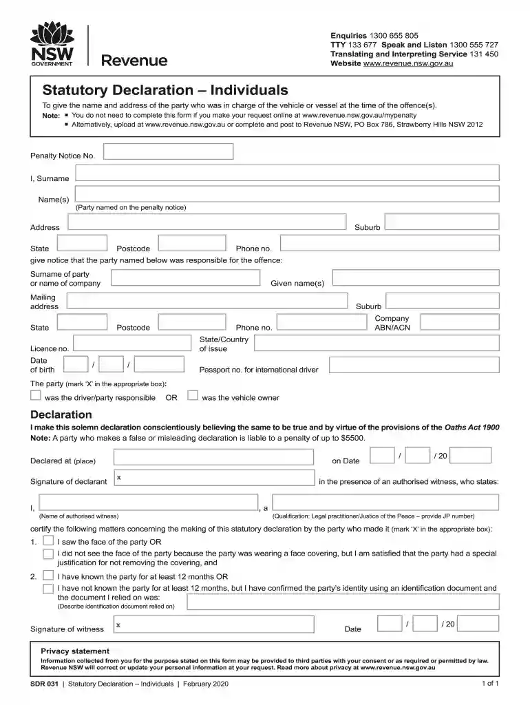 statutory declaration individuals Preview on Page 1