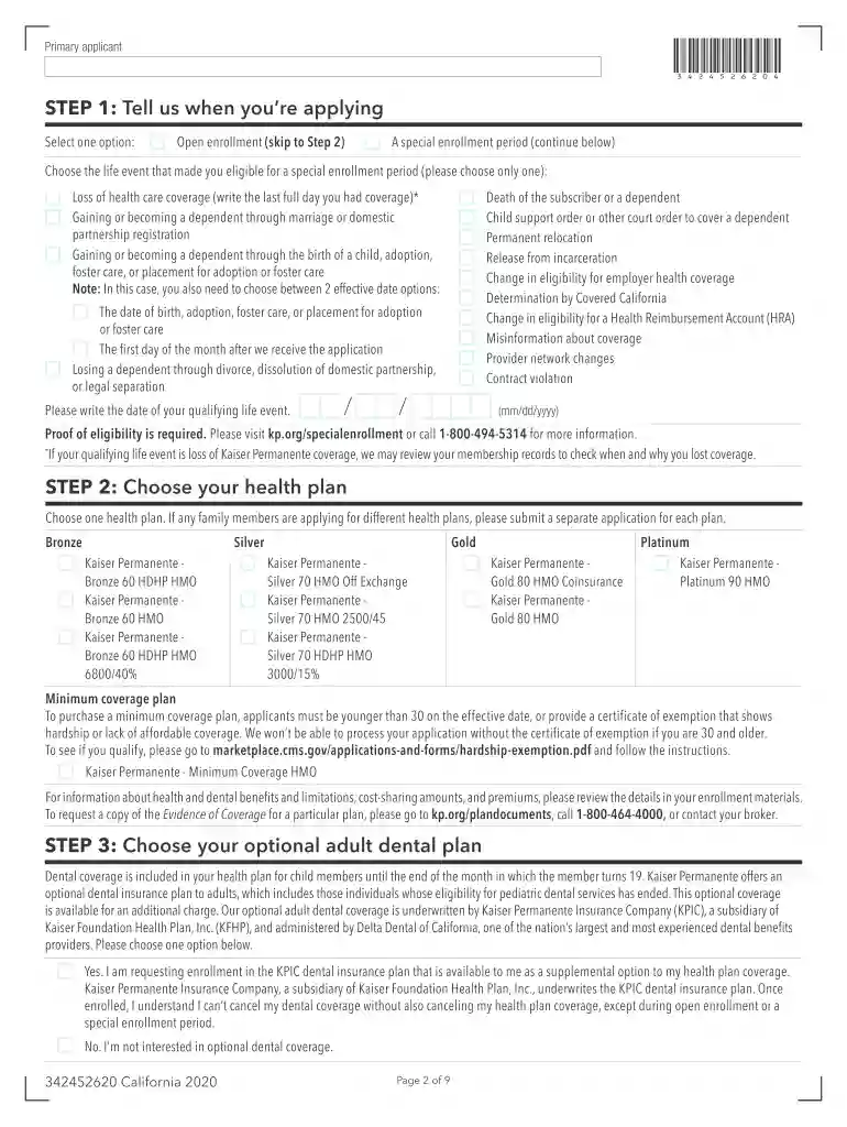 Employee Dependent Change form - Kaiser Permanente Brokers Preview on Page 1