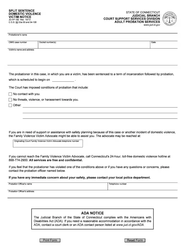 ct violence form Preview on Page 1