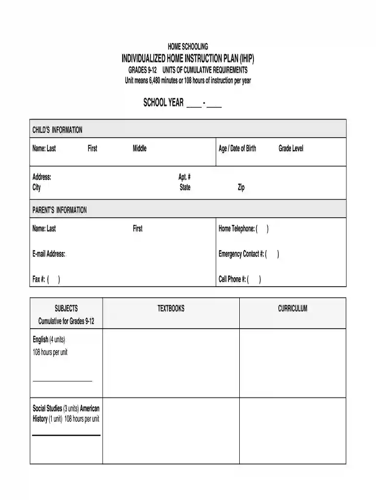 ihip homeschool template nys Preview on Page 1