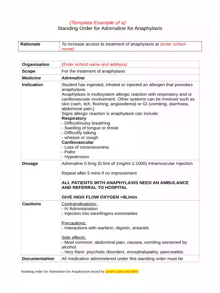 treatment protocol sample Preview on Page 1