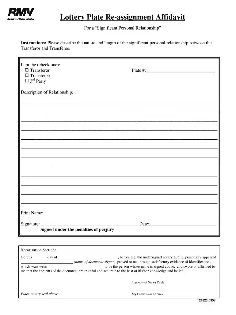plate reassignment form ma Preview on Page 1