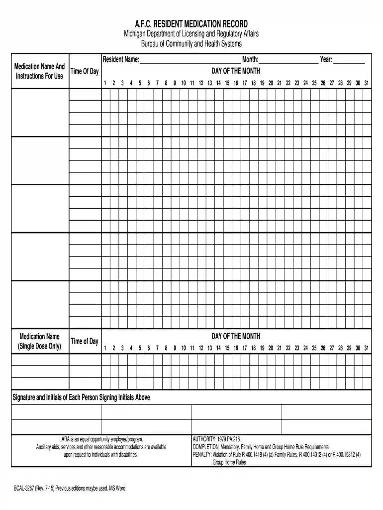 medication log form Preview on Page 1