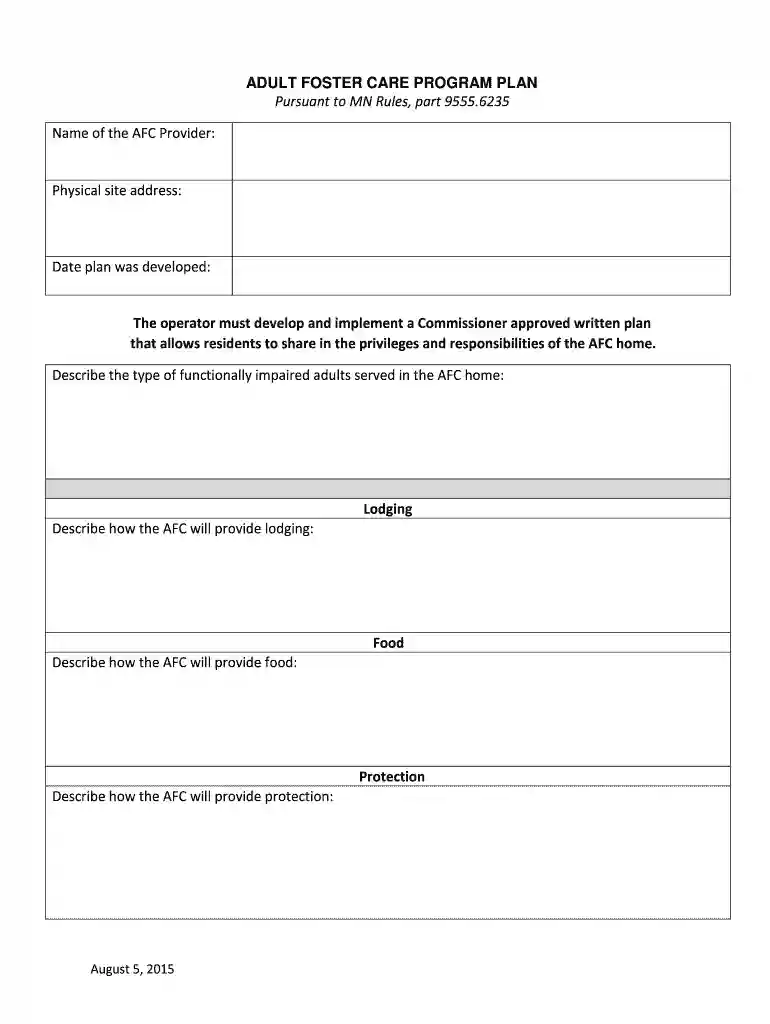 adult foster care plan Preview on Page 1