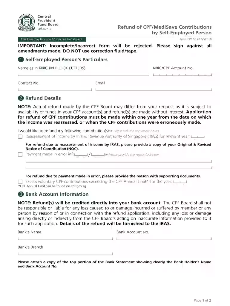 cpf self employed medisave contribution Preview on Page 1