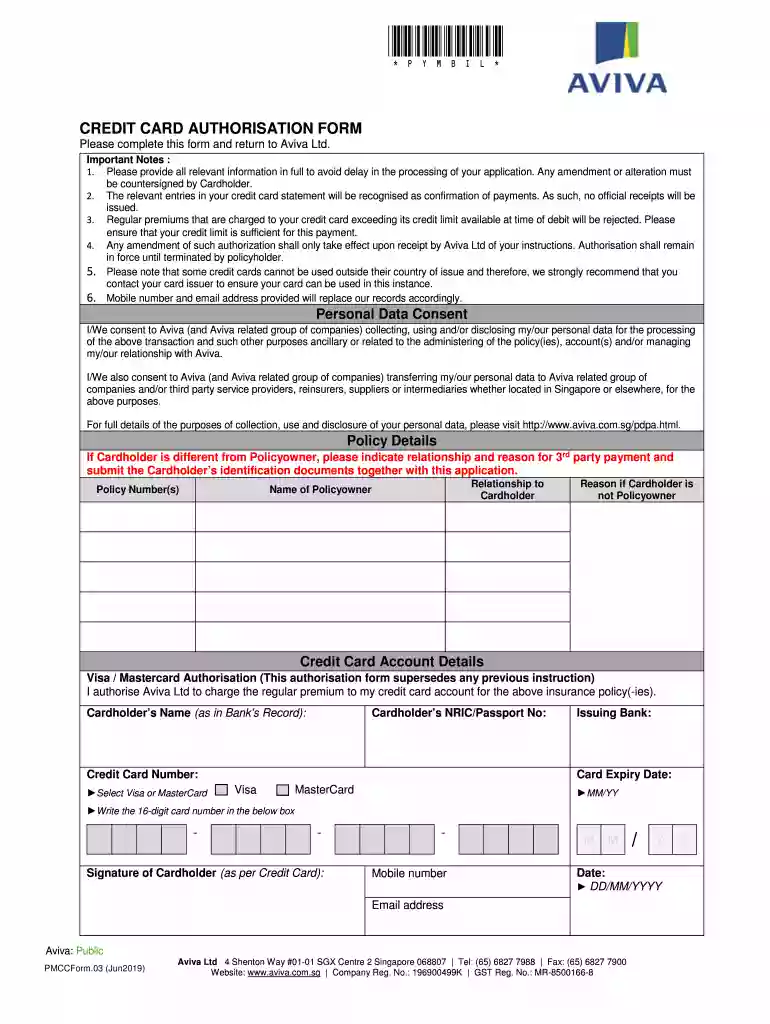 aviva authorization Preview on Page 1