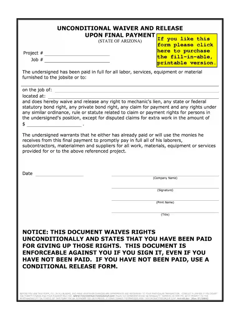 unconditional waiver and release on final payment pdf Preview on Page 1