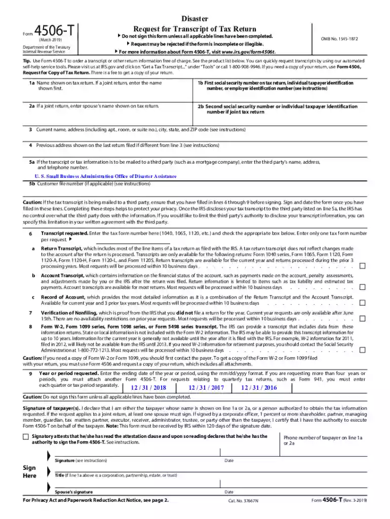 sba 4506 t march 2019 Preview on Page 1