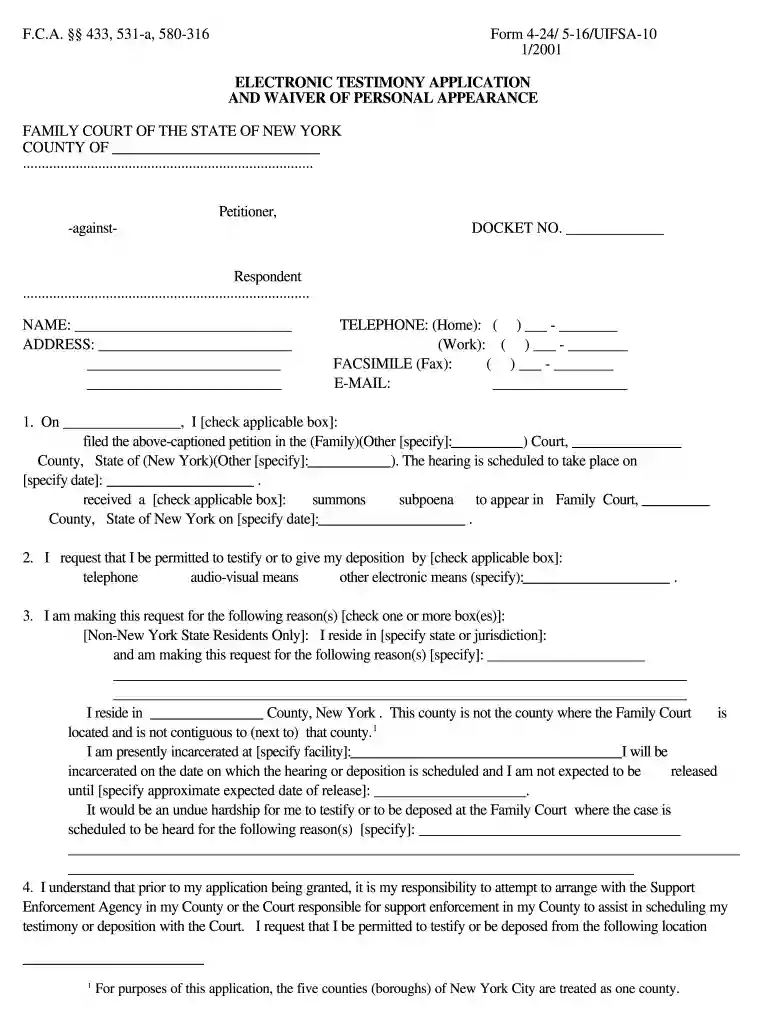 Electronic Testimony Application - New York State Courts Preview on Page 1