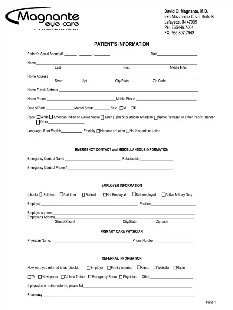 MECNewPatientInfoForm2015REV415 doc Preview on Page 1