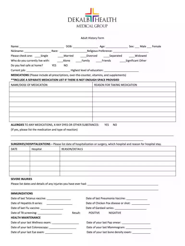 Name: DOB: Age: Sex: Male Female Preview on Page 1