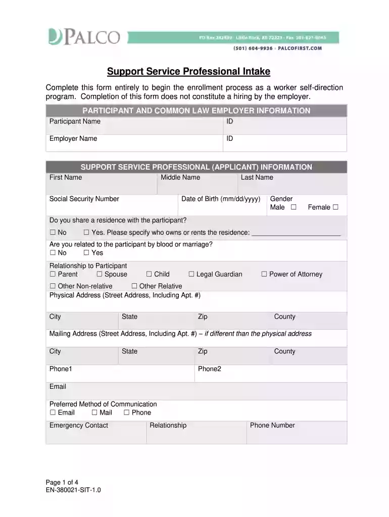 palco intake form Preview on Page 1