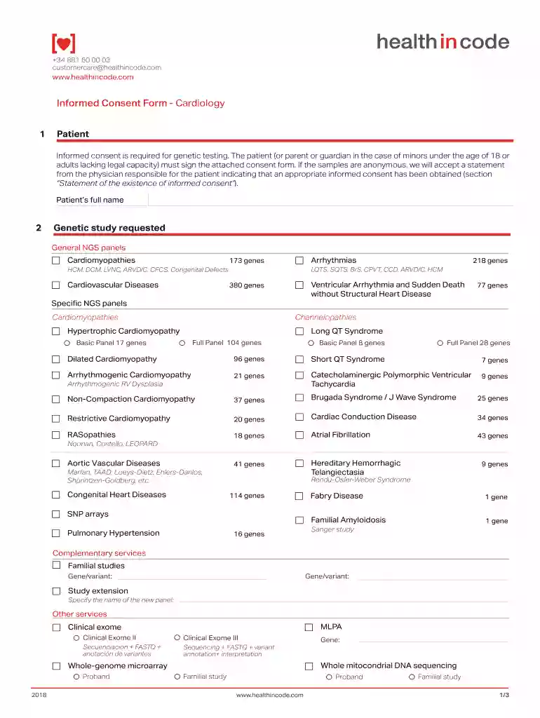 Informed Consent Form - Cardiology - HealthinCode Preview on Page 1