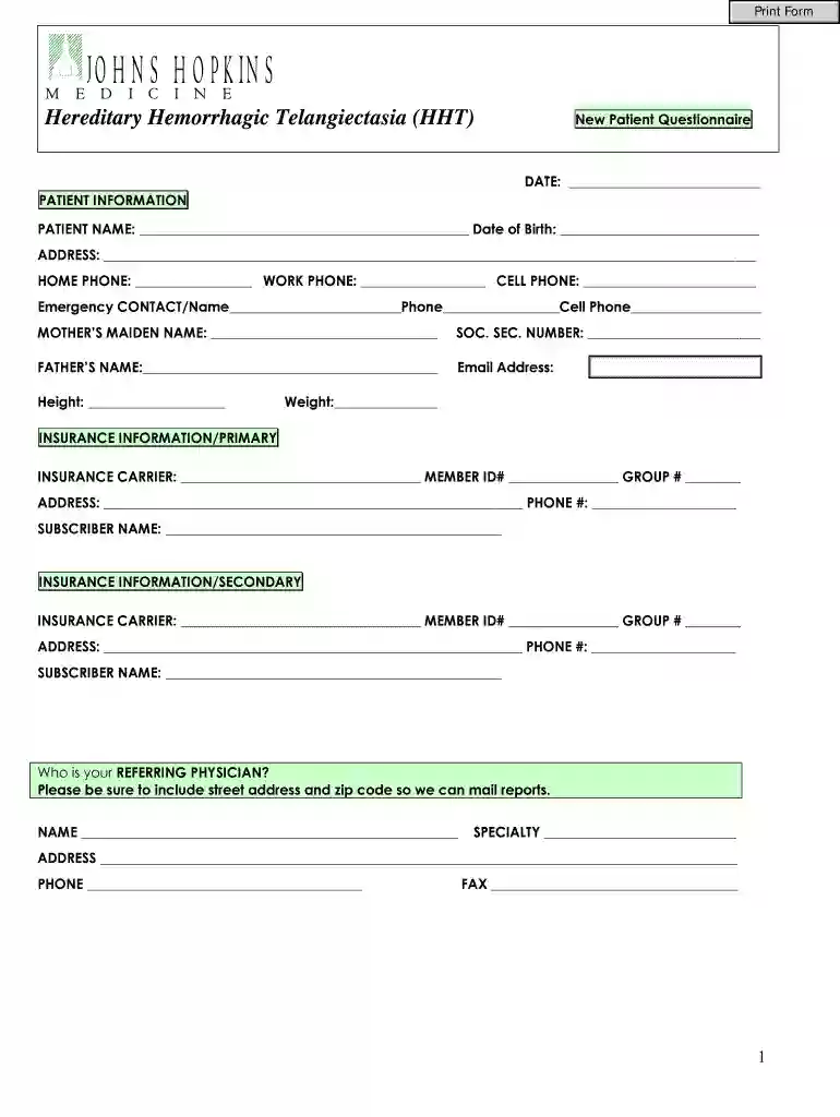 Hereditary hemorrhagic telangiectasia - Symptoms and Preview on Page 1