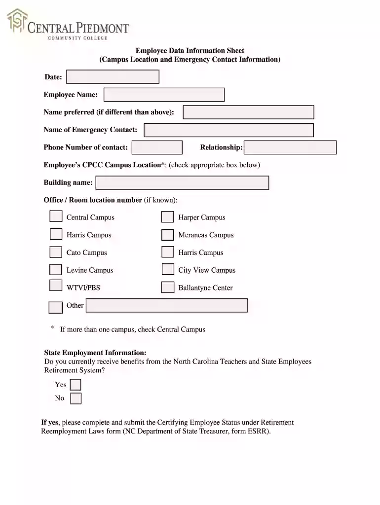 Employee Data Information Sheet Preview on Page 1