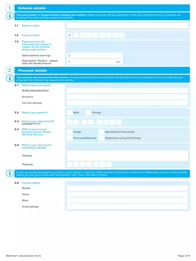 Members declaration form Preview on Page 1