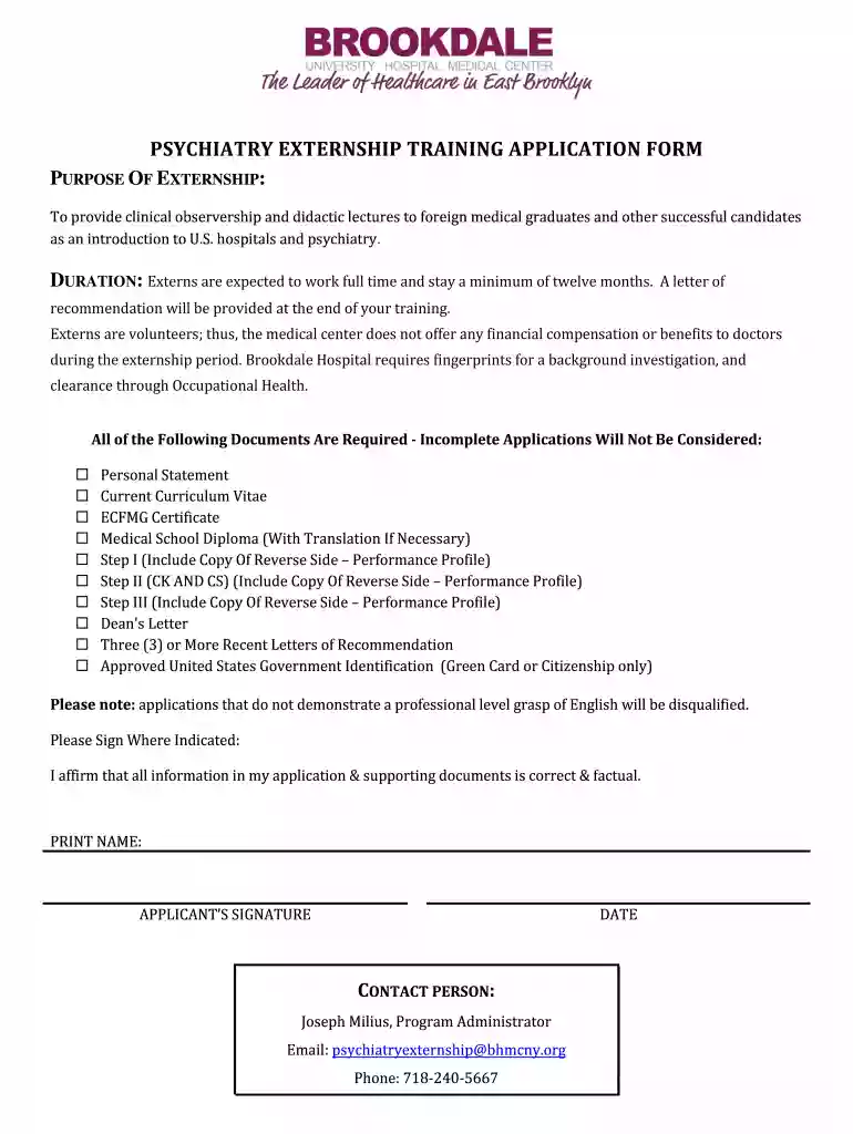 brookdale psychiatry externship Preview on Page 1