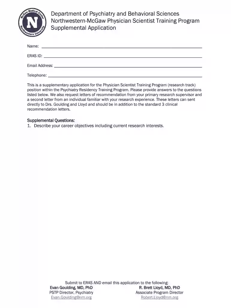 Application InformationThe Department of Psychiatry Preview on Page 1