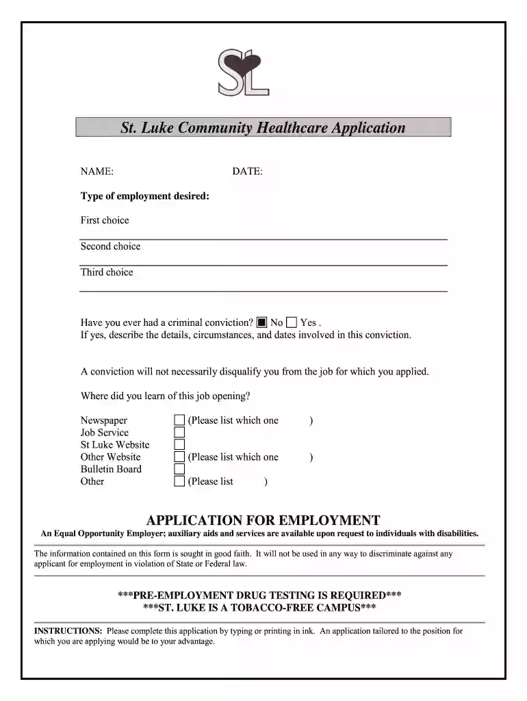 st luke application Preview on Page 1