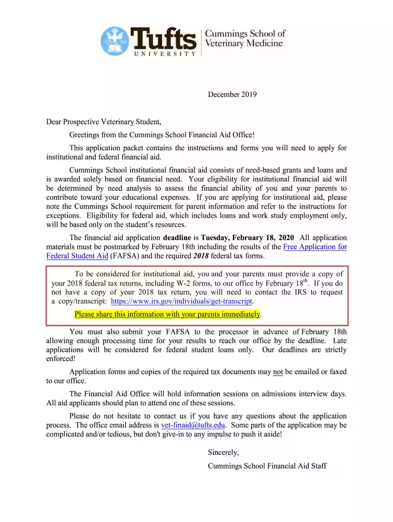 tufts school veterinary form Preview on Page 1