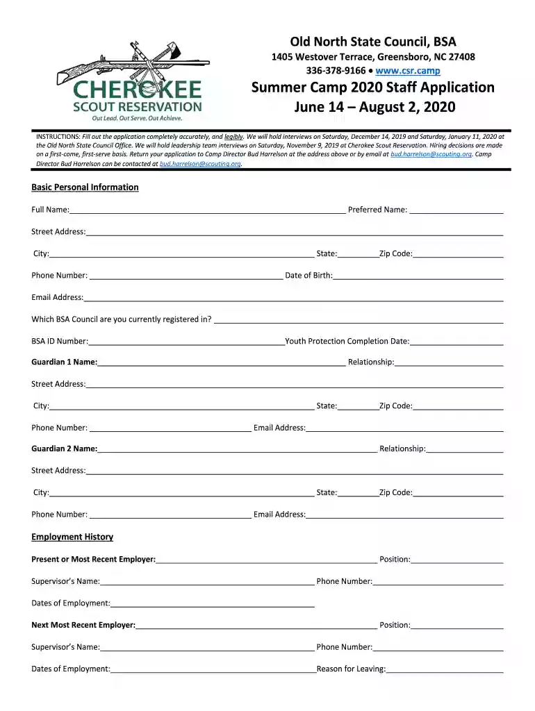 cherokee scout reservation staff Preview on Page 1