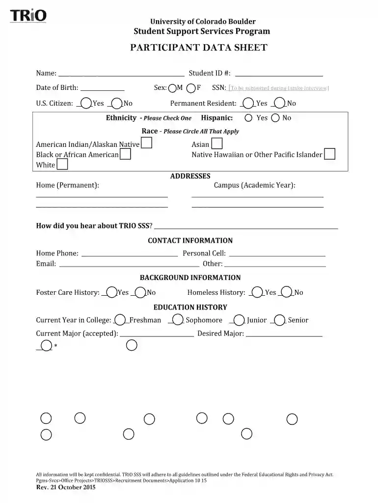 participant data form Preview on Page 1