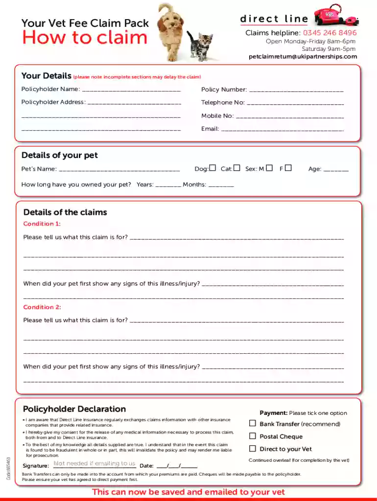direct line pet insurance claim Preview on Page 1